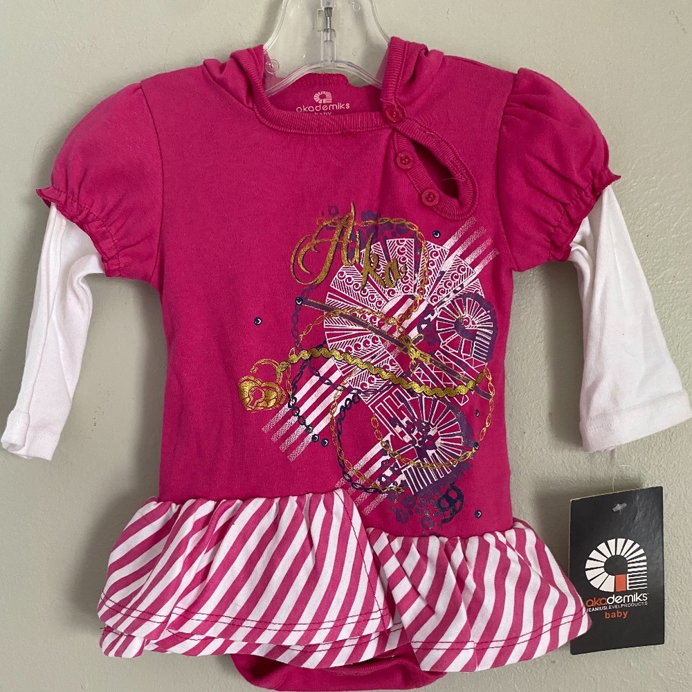Akademiks  NWT dress, with bloomers attached; hoodie, l/s; 6-9 mos.
